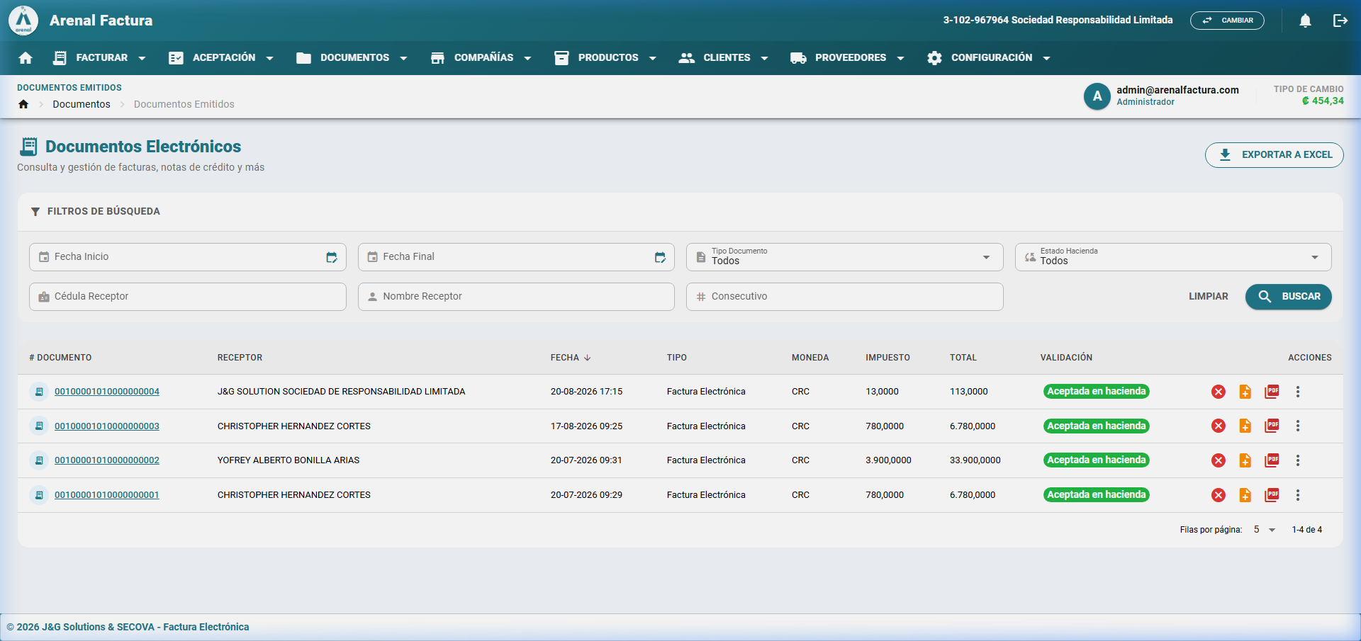 Documentos Electrónicos con Estado Hacienda v4.3